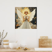 Hemelse Genade | Mooi engel en roos Poster (Keuken)