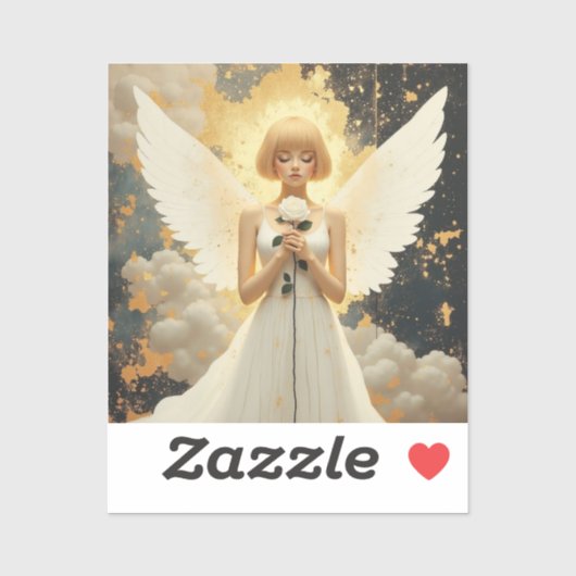 Hemelse Genade | Mooi engel en roos Sticker (Vel)