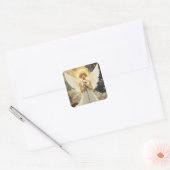 Hemelse Genade | Mooi engel en roos Vierkante Sticker (Envelop)