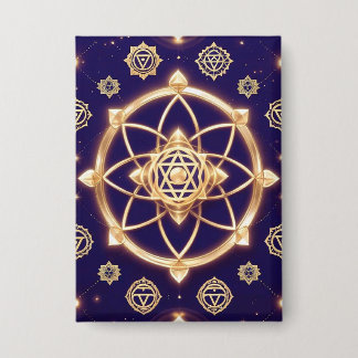 Hemelse Geometrie van Licht — Heilig Patroon Button