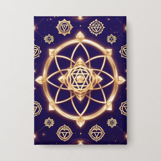 Hemelse Geometrie van Licht — Heilig Patroon Button (Voorkant)