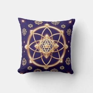 Hemelse Geometrie van Licht — Heilig Patroon Kussen