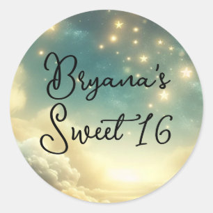 Hemelse gloeiende sterren Sterrenhemel Sweet 16 Ronde Sticker
