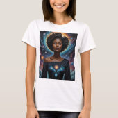 Hemelse Godin Kosmische Energie T-shirt Galaxy Art (Voorkant)