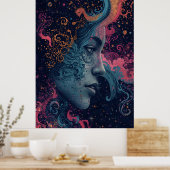 Hemelse Godin Kosmische Kunstposter | Levendig Mys Poster (Keuken)
