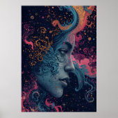 Hemelse Godin Kosmische Kunstposter | Levendig Mys Poster (Voorkant)
