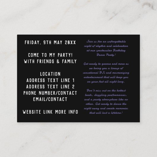 Hemelse Godin Leven Viering Verjaardag Flyer Visitekaartje (Achterkant)