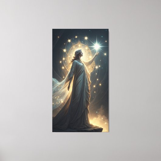 Hemelse Godin met vloeiende etherische gewaden Canvas Afdruk (Voorkant)
