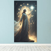 Hemelse Godin met vloeiende etherische gewaden Canvas Afdruk (Insitu (Houten vloer))