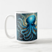 Hemelse Golven: De Blauwe Octopus Fractal Kunst Koffiemok (Links)