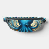 Hemelse Golven: De Blauwe Octopus Fractale Kunst Heuptasje (Liggend)