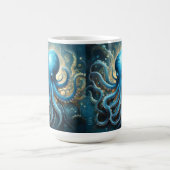 Hemelse Golven: De Blauwe Octopus Fractale Kunst Koffiemok (Center)