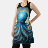 Hemelse Golven: De Blauwe Octopus Fractale Kunst Schort (Insitu)