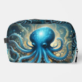 Hemelse Golven: De Blauwe Octopus Fractale Kunst Toilettasje (Voorkant)