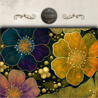 Hemelse Gouden Bloemendecoupage Tissuepapier