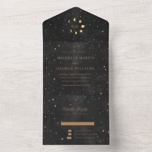 Hemelse gouden bruiloft (geen ENV nodig) All In One Uitnodiging (Binnen)