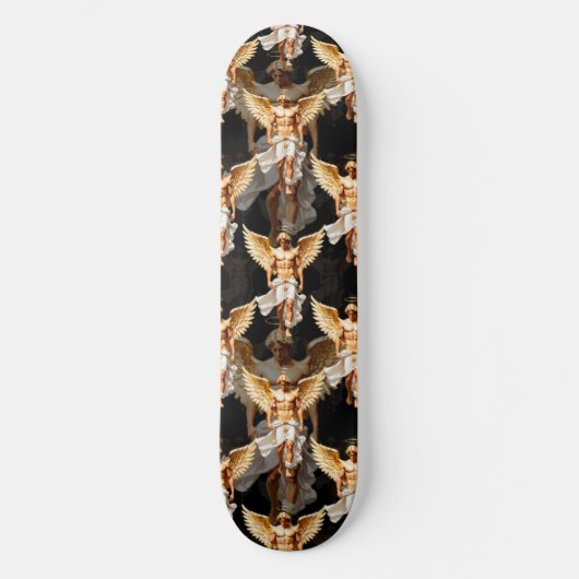 Hemelse Gouden Engelen Patroon Ontwerp Persoonlijk Skateboard (Voorkant)
