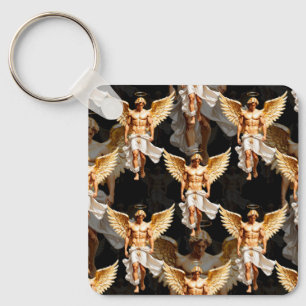 Hemelse Gouden Engelen Patroon Ontwerp Sleutelhanger