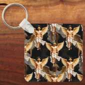 Hemelse Gouden Engelen Patroon Ontwerp Sleutelhanger (Voorkant)