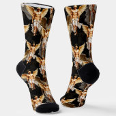 Hemelse Gouden Engelen Patroon Ontwerp Sokken (Gebogen)