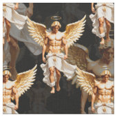 Hemelse Gouden Engelen Patroon Ontwerp Stof (Close Up)