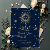 Hemelse Gouden Glitter Zon Sterren Bruids Luncheon Kaart
