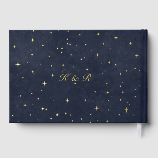 Hemelse gouden halve maan bruiloft gastenboek (Achterkant)