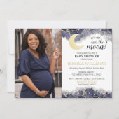Hemelse gouden maan babyshower foto uitnodiging (Voorkant)
