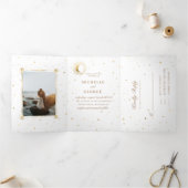 hemelse gouden maan drilvoudig bruiloft uitnodigin drieluik uitnodiging (Binnen)