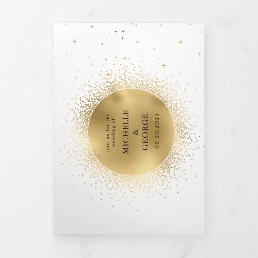 hemelse gouden maan drilvoudig bruiloft uitnodigin drieluik uitnodiging (Cover)