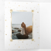 hemelse gouden maan drilvoudig bruiloft uitnodigin drieluik uitnodiging (Binnenzijde eerst)