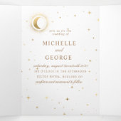 hemelse gouden maan drilvoudig bruiloft uitnodigin drieluik uitnodiging (Binnenkant midden)