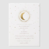 Hemelse Gouden Maan En Sterren Trouwen Vellum Uitnodigingen (Voorkant)