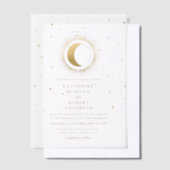 Hemelse Gouden Maan En Sterren Trouwen Vellum Uitnodigingen (Offset)