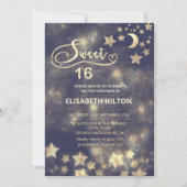 Hemelse gouden maan en sterren zoete zestien kaart (Voorkant)