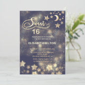 Hemelse gouden maan en sterren zoete zestien kaart (Staand voorkant)