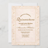 Hemelse Gouden Maan Quinceañera Kaart (Voorkant)