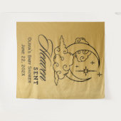 Hemelse Gouden Maan Sterren Baby Shower Wandkleed (Voorkant (horizontaal))