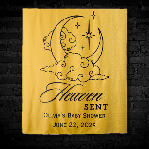 Hemelse Gouden Maan Sterren Baby Shower  Wandkleed