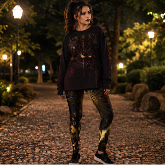 Hemelse Gouden Maanfasen Astrologie Zwart & Goud Leggings