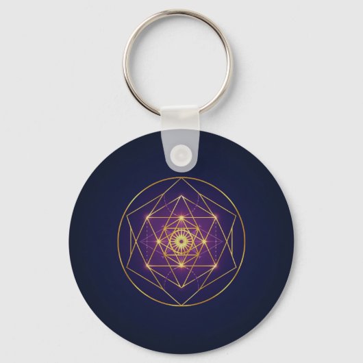 Hemelse Gouden Mandala — Evenwicht in het Oneindig Sleutelhanger (Voorkant)