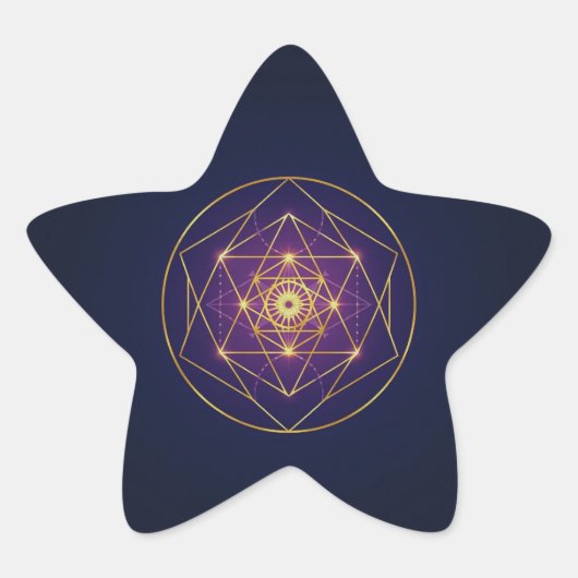 Hemelse Gouden Mandala — Evenwicht in het Oneindig Ster Sticker (Voorkant)