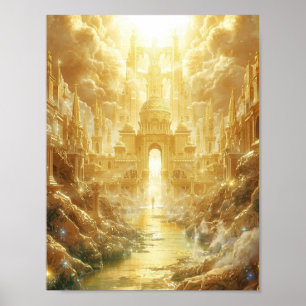 Hemelse Gouden Stad van Licht Hemelse Fantasie Poster