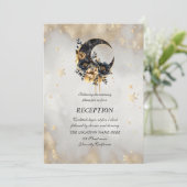 Hemelse gouden sterren bloemen maan kaart (Staand voorkant)