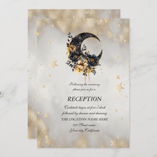 Hemelse gouden sterren bloemen maan kaart (Voorkant / Achterkant)