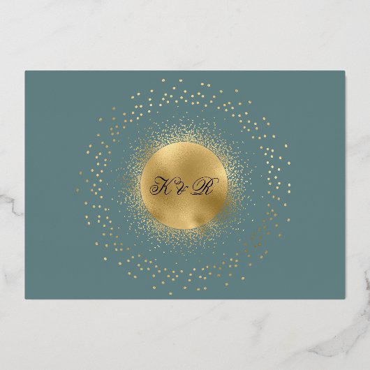 hemelse gouden sterren in het middernacht bruiloft folie uitnodiging (Achterkant)