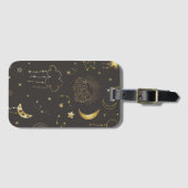 Hemelse Gouden Sterren, Maan & Sterrenbeelden Bagagelabel (Voorkant (horizontaal))