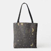 Hemelse Gouden Sterren, Maan & Sterrenbeelden Tote Bag (Achterkant)