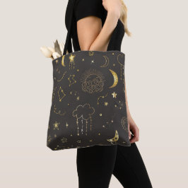 Hemelse Gouden Sterren, Maan & Sterrenbeelden Tote Bag