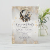 Hemelse Gouden Sterren Maanbloemen Kaart (Staand voorkant)